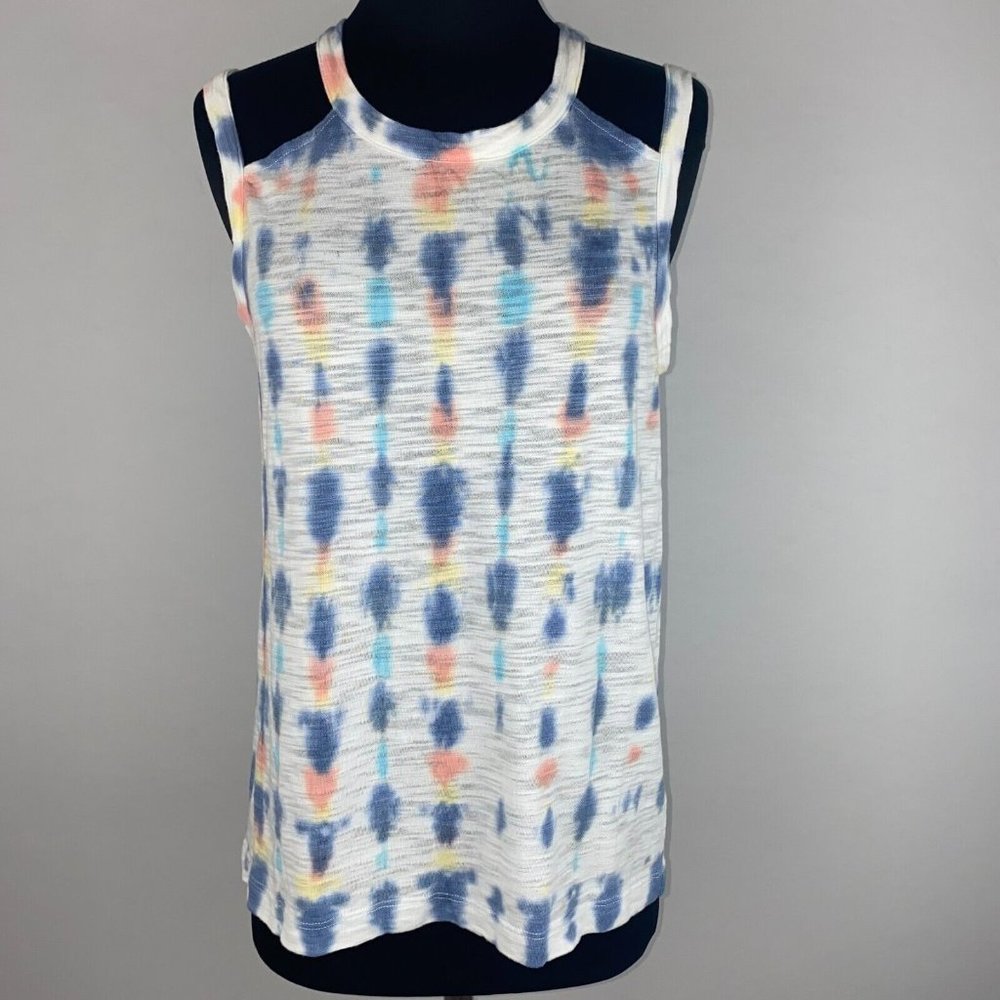 Chaser x Evereve M Tie Dye Abstract Patterned Cut Out Shoulder Tank Top